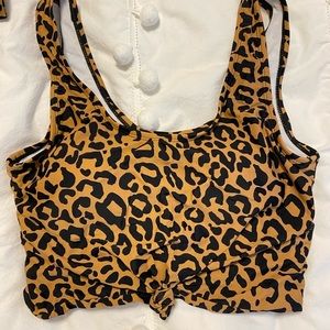 Coral reef bikini top, medium cheetah print